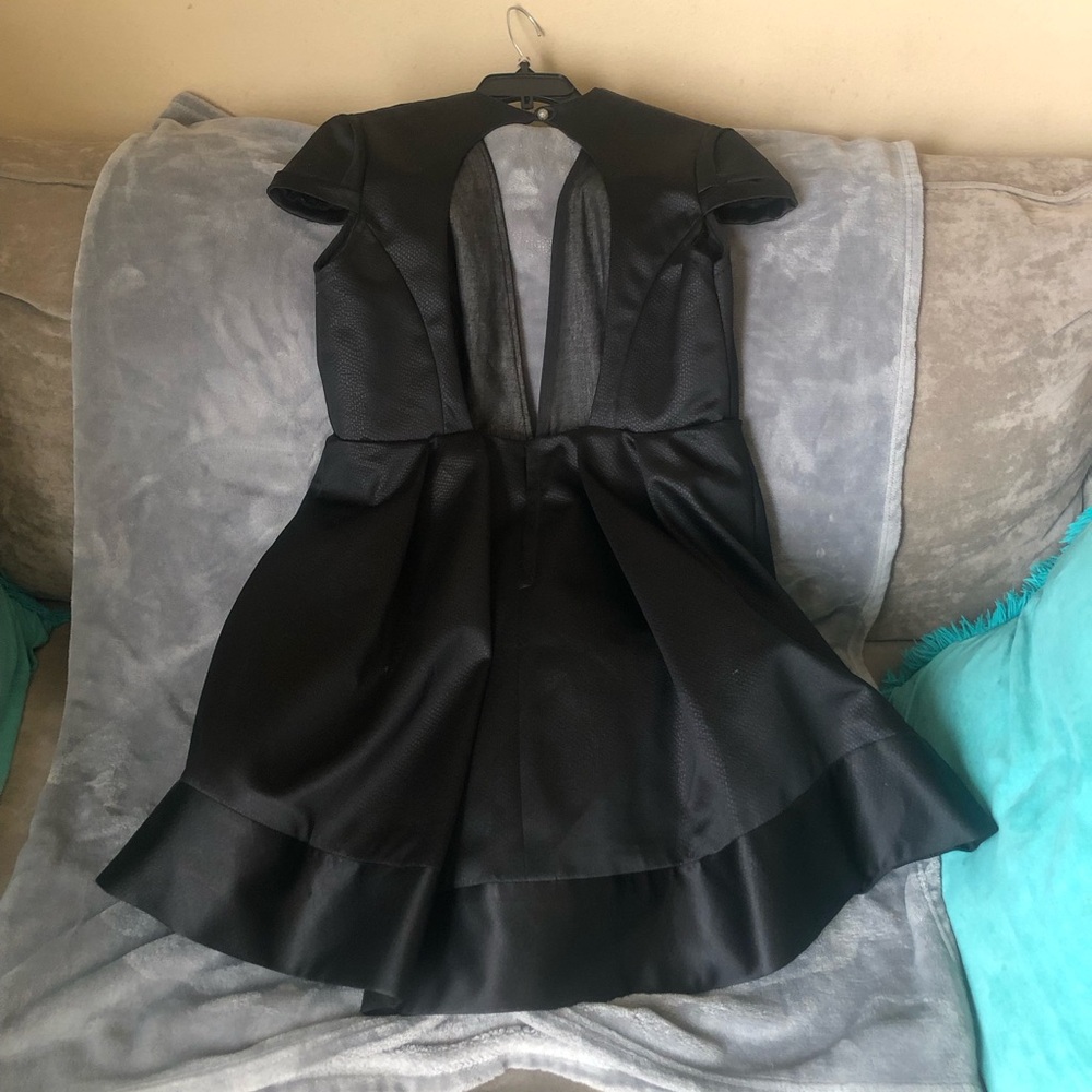 Custom designed Elegant Black Skater Dress with Open Back